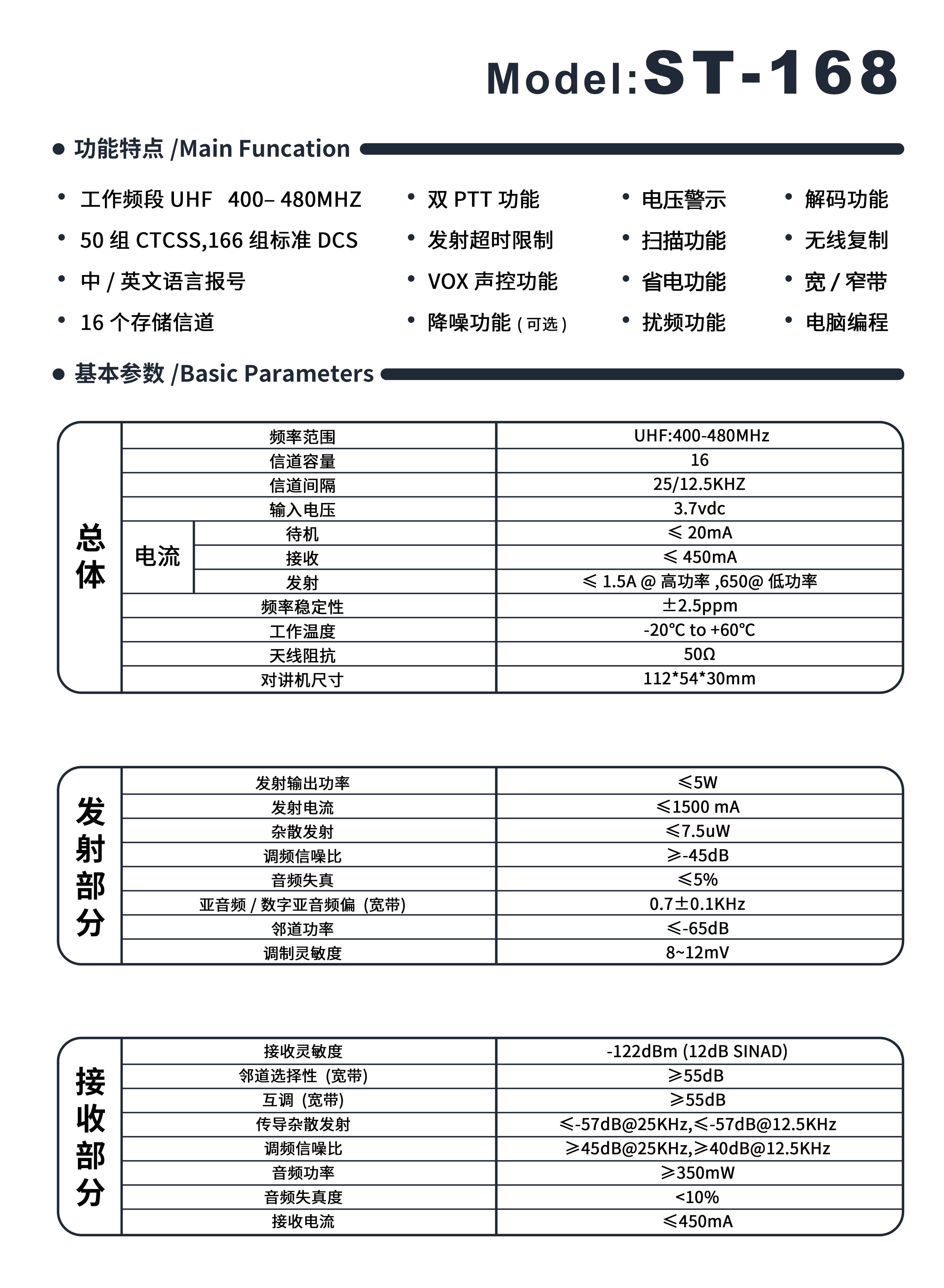 朔通家庭版對講機功能及基本參數